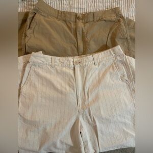 Uniqlo Tan and Cream Linen/Cotton Ankle Pants